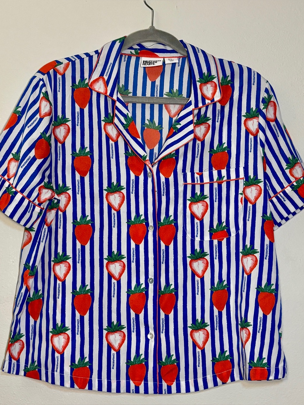Sleep SET Bouffants & Broken Hearts Strawberry Print Short Sleeve and Shorts